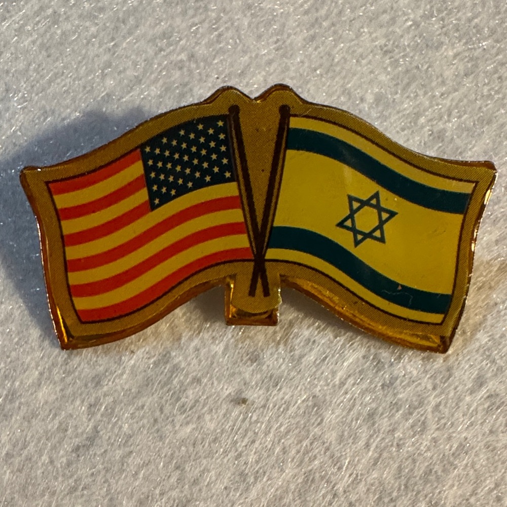 Vintage USA American and Israel Flag Pin friendship Lapel pin